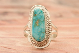 Native American Jewelry Genuine Kingman Turquoise Sterling Silver Ring